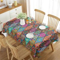 Morris8 Bohemian Tablecloth Rectangular Ethnic Exotic Retro Style Decor for Kitchen Tea Table Dining Room Wedding Party