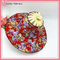 LUCKY HAIRACC ผ้าไหมสีขาว หมวกพัดลมพับ แบบพกพาได้ ไม้ไผ่ไม้ไผ่ หมวกกันแดดหมวก ของขวัญสำหรับเด็ก การป้องกันแสงแดด หมวกปีกกว้าง สำหรับผู้หญิง