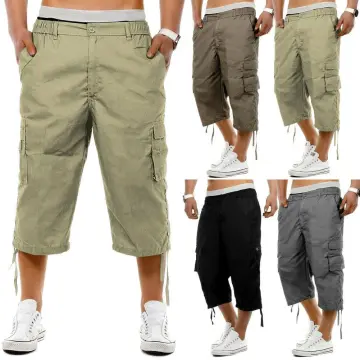 Men Three Quarter Pants Shorts Cropped Trousers Calf Length Harem Baggy  Leisure | eBay