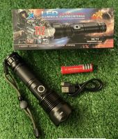 ไฟฉายเดินป่า ไฟฉายรุ่น JX-9910 XML T12 ไฟฉาย Flash Light ส่องไกล300เมตร ทนทาน สีดำ ไฟฉายแรงสูง ชาร์จ USB ไฟฉายLED ไฟฉายซูมได้ ฟรี แบตเตอรี่ 90000 Lumens LED Zoom