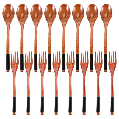 Wooden Spoons Forks Set Japanese Style Wooden Utensils Set for Eating Wood Flatware Set Reusable