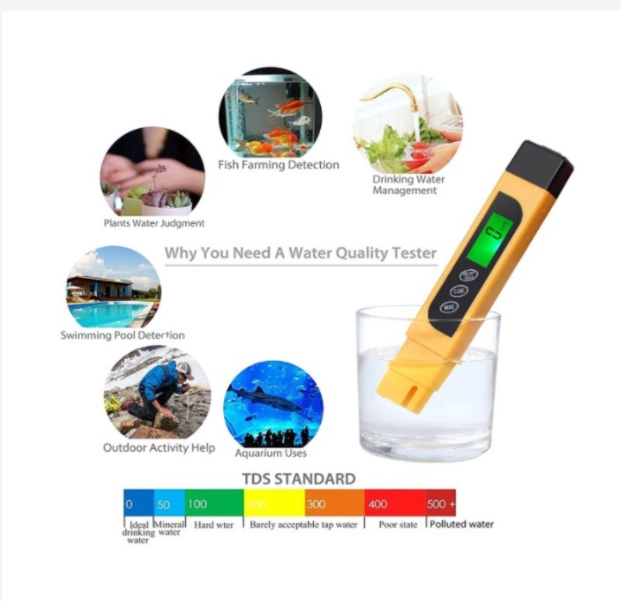 pH Tester Device 3 in 1 Function Water pH Tester Device Alat Test pH