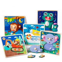 Wooden 3d Puzzles Children Early Learing Toys Jigsaw Cute Cartoon Animal Baby Montessori Educational Toys