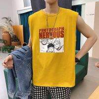 Big Size Mens Tank Top For Men Fashion Cartoon Printed Sleeveless Tops For Men Oversize M-5XL Fitness Student Youth All-match Tees