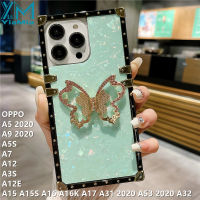 YiMia แฟชั่นใหม่ผู้ถือผีเสื้อเคสโทรศัพท์สีลูกกวาดหวานสำหรับ OPPO A5 2020 A9 2020 A5S A7 A12 A3S A12E A15 A15S A16 A16K A17 A31 2020 A53ที่ A32ฝาครอบหลังซิลิโคนนิ่มป้องกันการกระแทกและการตกหล่น