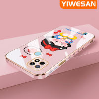 YIWESAN เคสสำหรับ Realme C21ลายการ์ตูนสโนว์ไวท์กรอบสี่เหลี่ยมสุดหรูกรอบซิลิโคนเคสโทรศัพท์กันกระแทกฝาหลังป้องกันเลนส์กล้องเคสนิ่ม