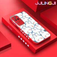 Jjlingji เคส K40s สำหรับ Xiaomi Poco F4 Redmi K50 Pro มีน้ำค้างแข็งโปร่งใสกระต่ายน่ารักแบบเต็มหน้าจอขอบสี่เหลี่ยมด้านข้างแข็งลายกล้องปลอกซิลิโคนเคสนิ่มป้องกันการกระแทก