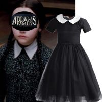 Wednesday Disguie Costume Girl Halloween Cosplay Kids Evening Party Tulle Costume Black Gothic Clothes Carnival Dress Outfits 3Y  by Hs2023