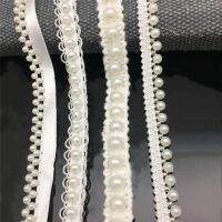 [HOT!] 5Yards /Lot pearl lace trim beaded pearl lace decoration accessories Braid Lace DIY 4 Typs AA7967