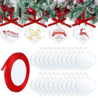 3 Inch Clear Acrylic Christmas Ornaments Acrylic Christmas DIY Tag Red Ribbon for Decoration Tag DIY Crafts