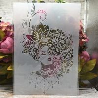 A4 29 ซม.Mandala ดอกไม้สาวผม DIY Layering Stencils ภาพวาดสมุดภาพสี Embossing อัลบั้มตกแต่งแม่แบบ-GHKUG STORE