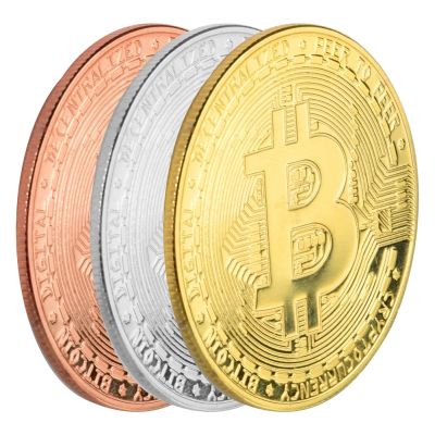 Gold Plated Bitcoin เหรียญสะสมงานศิลปะคอลเลกชันของขวัญทางกายภาพที่ระลึก Casascius บิต BTC โลหะโบราณเลียนแบบ-kdddd