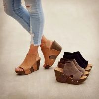 ร้อน, ร้อน★Casual Zone shopWomen Summer Wedge Fish Mouth Sandals Casual Platform Shoes Fashion Female Heels Slippers Plus Size