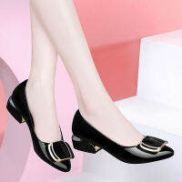 Designer ผู้หญิงปั๊มรองเท้าใหม่ส้นต่ำ OL Office Lady Pointed Toe ฤดูใบไม้ร่วงปั๊มรองเท้า Zapatos Mujer ขนาด35-40 003