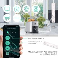 MOES เบ้าไฟสมาร์ท Wifi EU Tuya ช่องเสียบ4ปลั๊กจอมอนิเตอร์ที่มี2 USB 1 Type C ควบคุมด้วยเสียงผ่านแอป