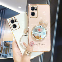 เคสสำหรับ OnePlus Nord CE 2 5G / Nord CE 2 Lite 5G พร้อมกระจกแต่งหน้า6D หรูหรากรอบสี่เหลี่ยมเคลือบเงาเคสมือถือซิลิโคนกันกระแทกฝาครอบด้านหลัง Casing Ponsel