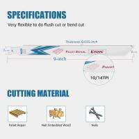 EZARC 225cm 10pc Reciprocating Saw Blades Heavy Duty Bi-Metal with 8 Cobalt for Nail Embedded Wood and Pallet DismantlingR922PR