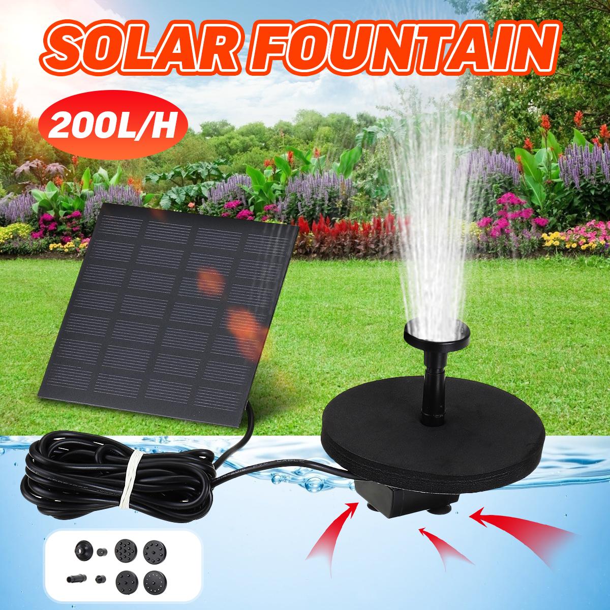 200L/H Solar Power Panel Kit Fountain Pool Pond Garden Submersible Water Pump US 