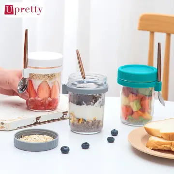 Reusable Overnight Oats Jars Container With Lid And Spoon Oatmeal Salad  Jars Smoothie Prep Containers Cups For Food Storage