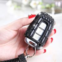 ↂ☎◑ Luxury car key case cover shell holder With keychain ring Diamond bling for Hyundai KIA K2 K5 IX35 Woman Accessories