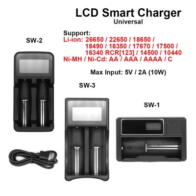 jfjg▫㍿  Charger for Li-ion:20700/26650/22650/18650/16340/RCR[123] Ni-MH/Ni-Cd:AA C Rechargeable Batteries etc.