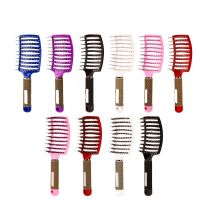 【CC】 Large Curved Comb Wide Ribs Boar Bristle Massage Combs Nine-Row Hair Curly