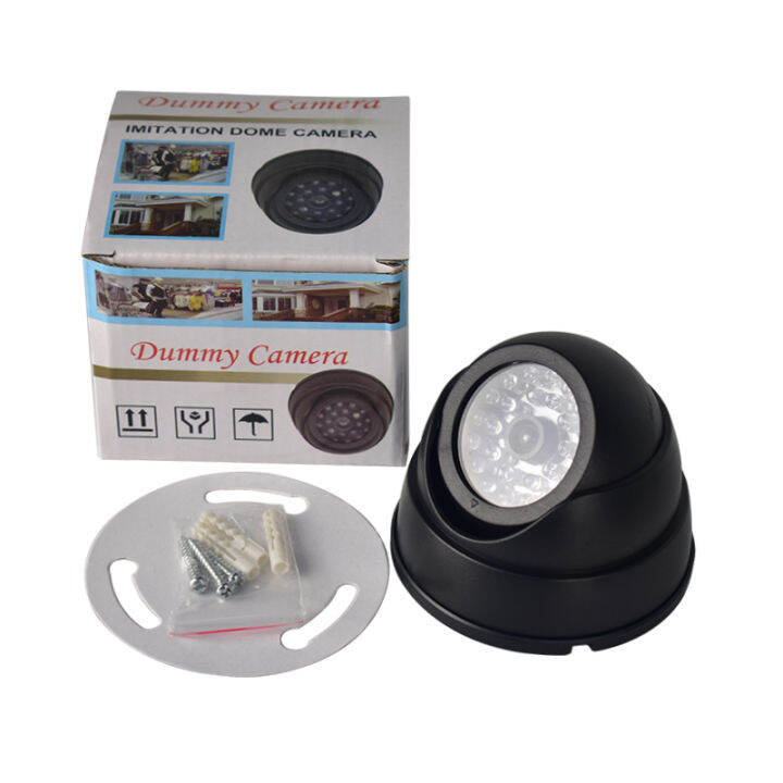 abaaba-2-in-1กล้องวงจรปิดโดมกล้องดัมมี่สีดำกระพริบสีแดง-ir-led-ระบบรักษาความปลอดภัยกล้องปลอม