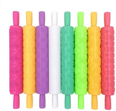 Roller Cake Decorating Embossed Rolling Pins Textured Non Stick Fondant Pastry Icing Clay Dough Roller Kitchen Baking Tools