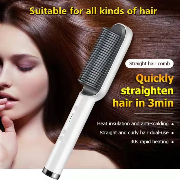 2 in1 Hair Straightener Comb ASL 909 Hair Brush Hair Curler Professional Electric Curling iIron