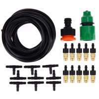 Outdoor Garden Misting Cooling System Fitting 4/7mm Hose 10pcs Nozzles Kit