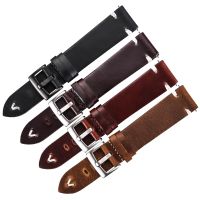 Leather Watchband Black Dark Brown Oil Wax Leather Watch Strap Italian 18mm 20mm 22mm Quick Release Watch Belt Cowhide Handmadeby Hs2023