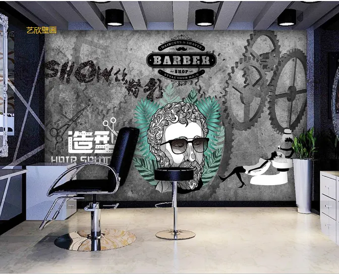 Barber Shop Background Wallpaper Beauty Salon Fashion Decoration Wallpaper  Personality Trend Hair Salon Wall Covering Abstract Mural 3D | Lazada