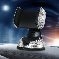 Diamond-studded Car Mobile Phone Holder Crystal Air Outlet Cell Phone Stand Dashboard Auto Navigation Suction Cup Shelf Women