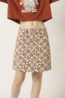 ESP กระโปรงสั้นทรงเอลายดอกไม้ ผู้หญิง สีน้ำตาล | A-Line Floral Skirt | 05962