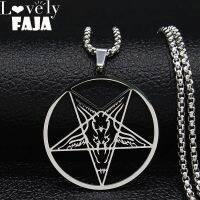 Large Talisman Baphomet Stainless Steel Necklace Pendant for Men/Women Goat PIN Jewerly Satanic PIN Lucifer Patch collier homme