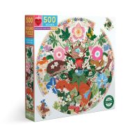 eeboo Woodland Creatures 500 Pc Round Puzzle - จิ๊กซอว์รูปสัตว์น้อยในป่าใหญ่ แบบ 500 ชิ้น ต่อเป็นรูปภาพทรงกลม