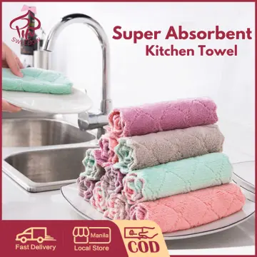 20pcs Kitchen Dish Cloths Dish Towels Absorbent Coral Fleece Cloth Fast  Drying Dish Rags Color random