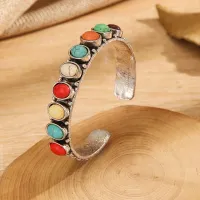 NianMiao Boho Style Colorful Turquoise Cuff Bangle Bracelet Vintage Style Hand Jewelry