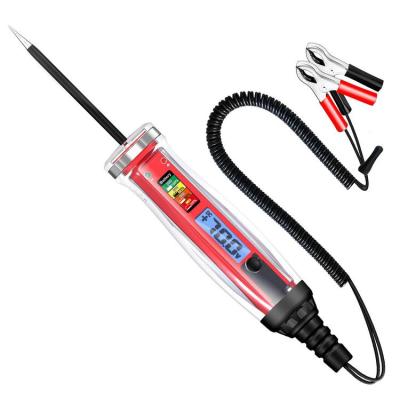 Test Light Automotive Upgraded LCD Backlit Digital Circuit Tester 1-75V DC Car Bidirectional Voltage Tester Pen with LED Light 11.81ft Spring Extended Auto Electrical Tool clean