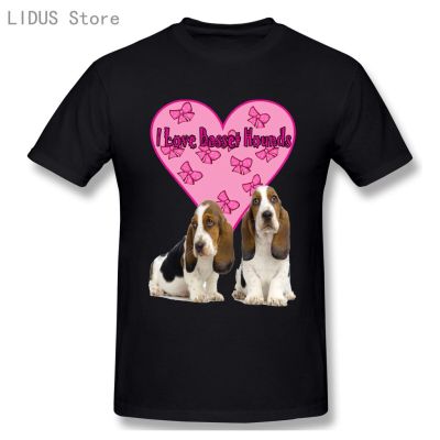 เสื้อยืดคอกลมเสื้อยืดแขนสั้นลําลอง ผ้าฝ้าย 100% พิมพ์ลายกราฟฟิคการ์ตูนอนิเมะ Hound Dog I Love Basset Hounds แฟชั่นสําหรั  CDZ2