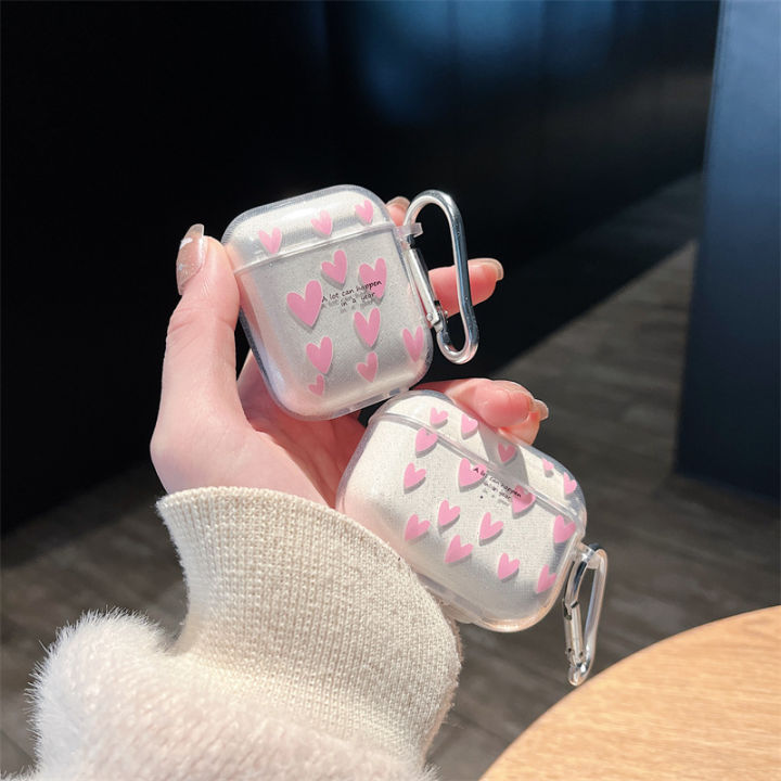 เคสหูฟังรูปหัวใจที่น่ารัก-ransparent-สำหรับ-airpods-สำหรับ-airpods-1-2-3-4กรอบนิ่มกันรอยขีดข่วนตัวป้องกันฝุ่นกล่องชาร์จหูฟังบลูทูธ