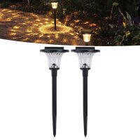 2Set Solar Yard Lights โคมไฟทางเดิน IP65 พร้อมเสาเข็มสำหรับสวนกลางแจ้งในครัวเรือน Lawn