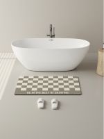 [COD] Checkerboard bathroom non-slip diatom mud absorbent pad soft floor mat foot toilet waterproof