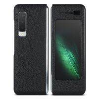 ❀✴ Luxury First Layer Cowhide Genuine Leather Case for Samsung Galaxy Z Fold 1 Fold1 W20 5G Lychee Pattern Shockproof Flip Cover