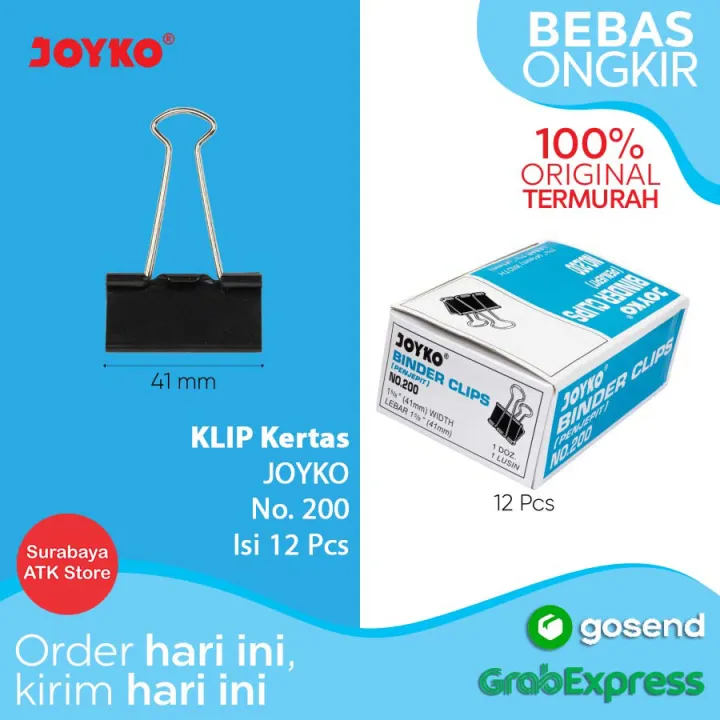 Binder Clip Joyko 200 Klip 1 BOX 12 PCS Penjepit Kertas Lazada Indonesia