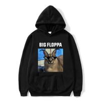 Funny Big Floppa Meme Cat Print Hoodie Men Fashion Hip Hop Rock Long Sleeve Sweatshirt Mens Cotton Loose Hoodies Size XS-4XL