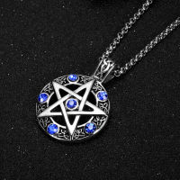 Sapphire Hollow Out Pentagram Pendant Necklace Charm Necklaces Jewelry