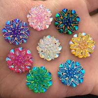 HOT 10Pcs 18mm AB Resin Flower Rhinestone Flatback Wedding Decoration 2 Hole Buttons D60 Haberdashery