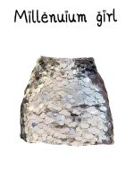 ஐ☄ Spice girl short skirt womens summer 2023 new summer design sense niche high waist bag hip a-line sequined skirt