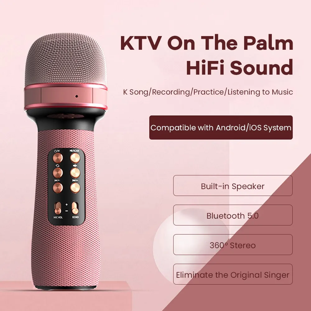 WSTER Bluetooth Microphone avec Haut-parleur HiFi WS-898-16